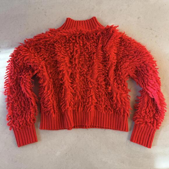 Maeve by Anthropologie Callahan Mock-Neck Loop-Stitch Sweater Red - Picture 9 of 9